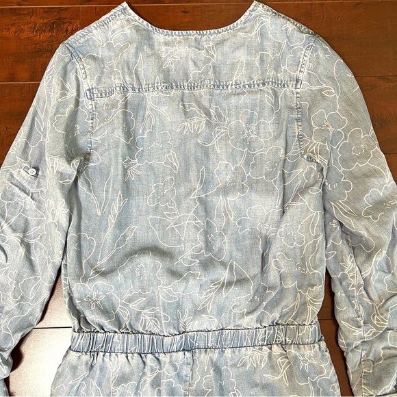 ANTHROPOLOGIE Cloth & Stone Chambray Romper Blue Long Sleeve Size Small - Picture 11 of 16